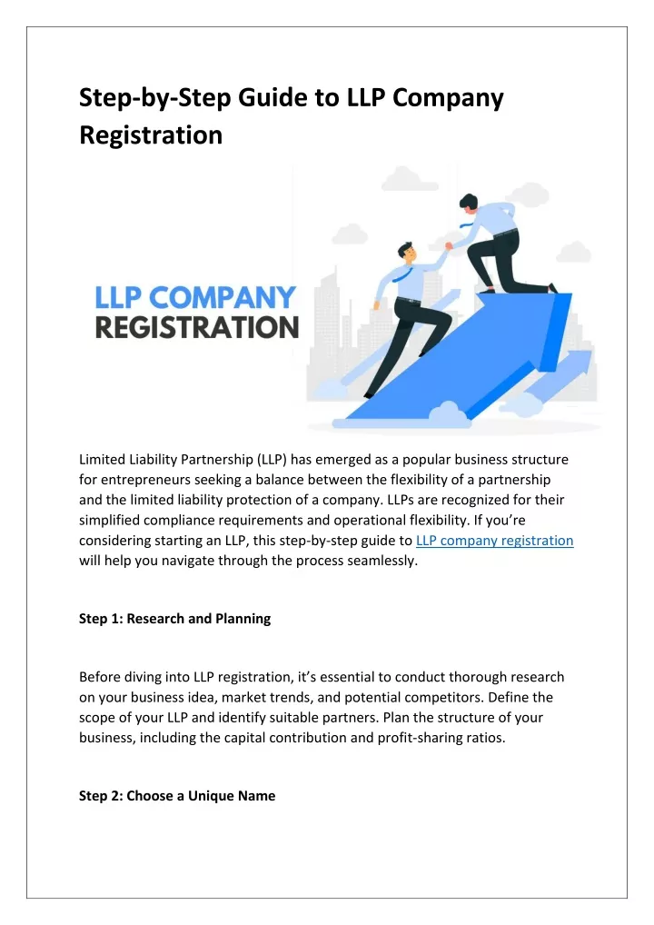 step by step guide to llp company registration