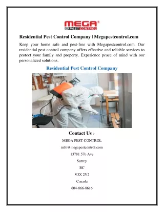 Residential Pest Control Company  Megapestcontrol.com