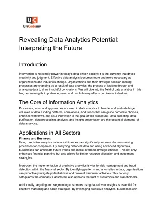 Revealing Data Analytics Potential_ Interpreting the Future