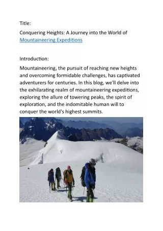 Best Mountaineering Expeditions In India