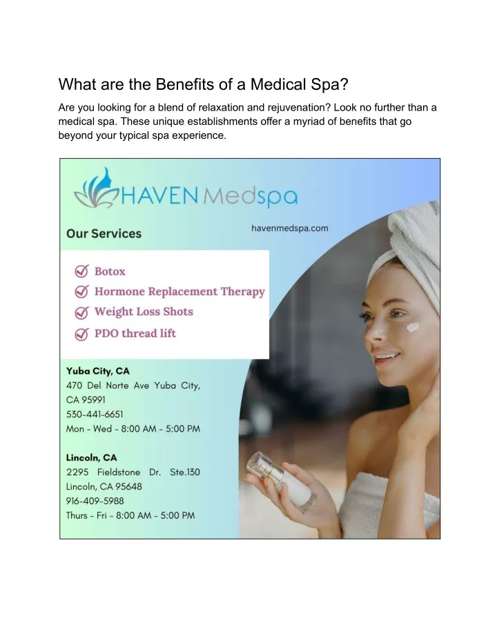 what are the benefits of a medical spa