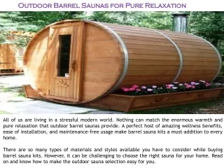 Outdoor Barrel Saunas for Pure Relaxation