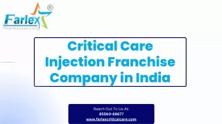 Critical Care Injection Franchise Company in India