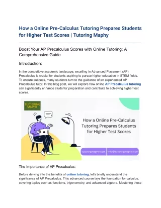 How a Online Pre-Calculus Tutoring Prepares Students for Higher Test Scores _ Tutoring Maphy
