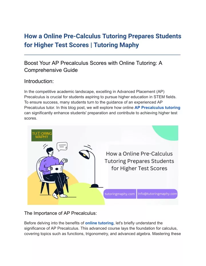 how a online pre calculus tutoring prepares