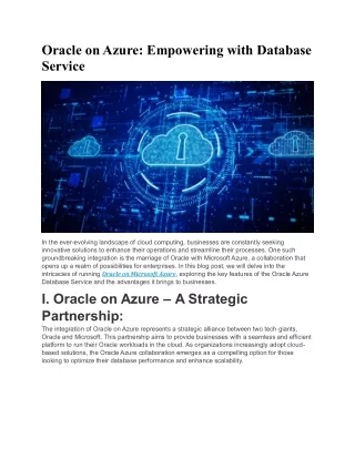 oracle on azure empowering with database service