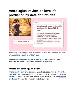 Astrological review on love life prediction by date of birth free