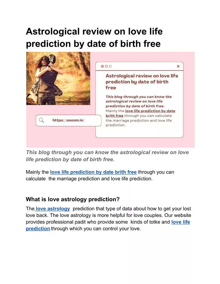 PPT Astrological review on love life prediction by date of birth free