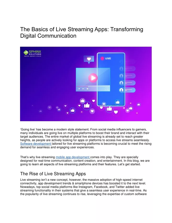 the basics of live streaming apps transforming