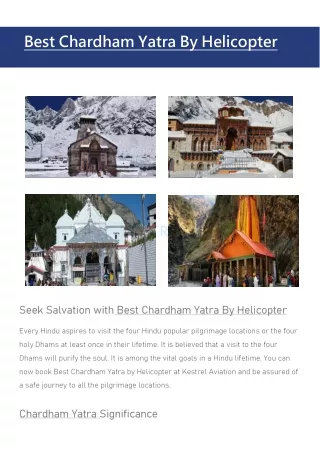 Best Chardham Yatra By Helicopter