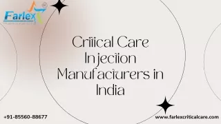 Best Critical Care Injection Manufacturers in India