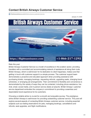 Contact British Airways Customer Service