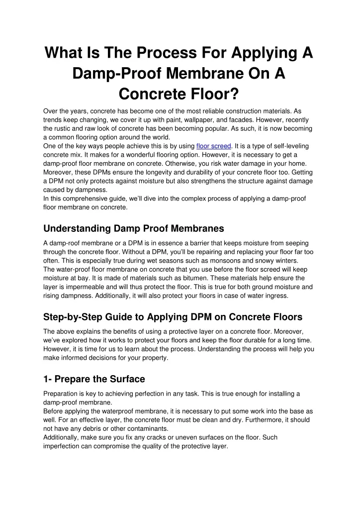 what is the process for applying a damp proof