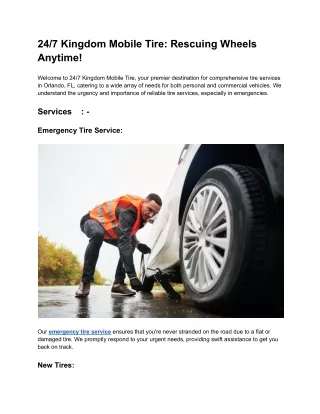 24/7 Kingdom Mobile Tire: Rescuing Wheels Anytime!