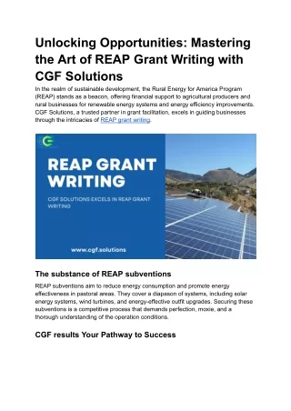 REAP GRANT writing