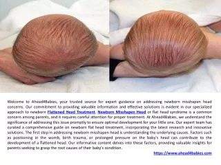 Newborn Flat Head Treatment Plagiocephaly Helmet UK