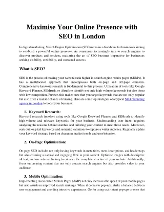 maximise your online presence with seo in london