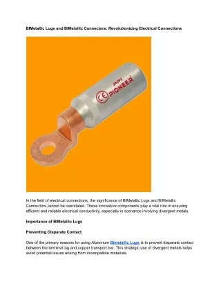 BIMetallic Lugs and BIMetallic Connectors_ Revolutionizing Electrical Connections