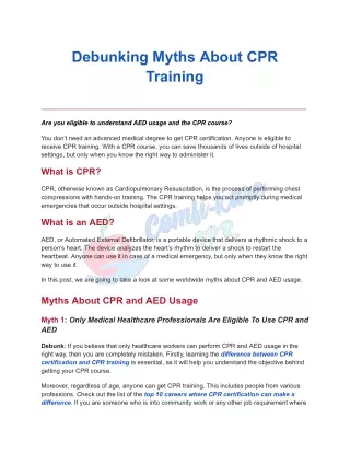 Debunking Myths About CPR Training