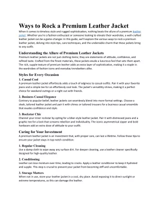 Ways to Rock a Premium Leather Jacket