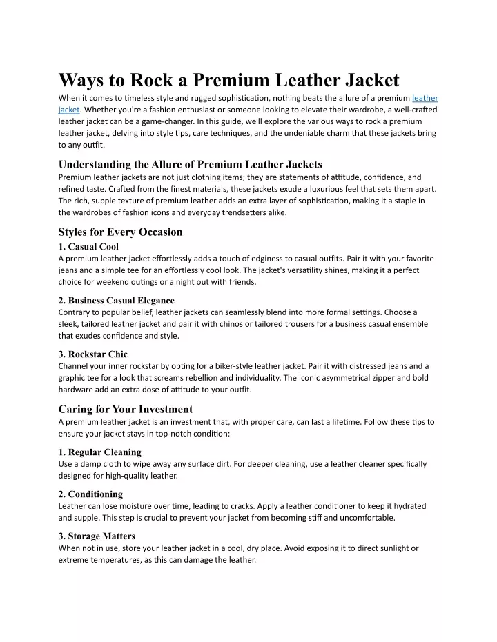 ways to rock a premium leather jacket when