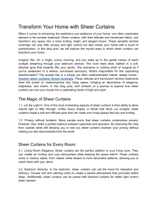 Transform Your Home with Sheer Curtains
