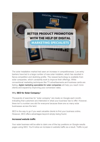 Better Product Promotion with the Help of Digital Marketing Specialists