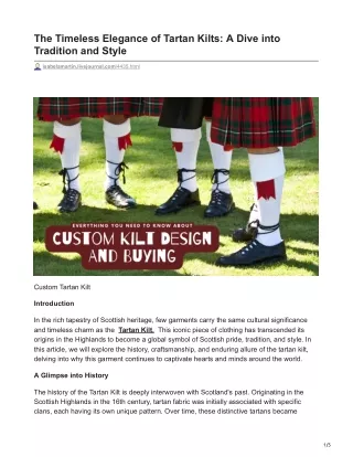 The Timeless Elegance of Tartan Kilts A Dive into Tradition and Style