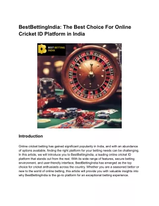 BestBettingIndia_ The Best Choice For Online Cricket ID Platform in India