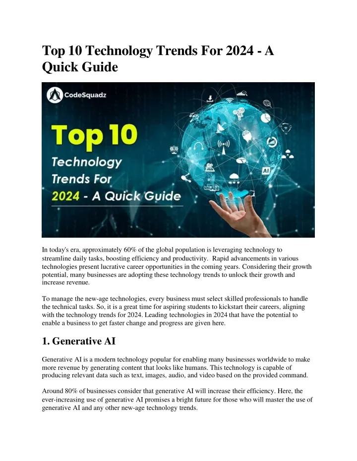 top 10 technology trends for 2024 a quick guide
