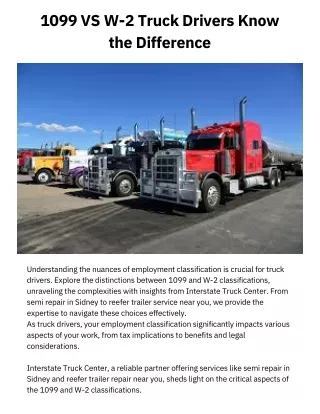 Employment Choices for Truck Drivers: Navigating 1099 vs. W-2
