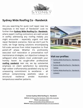 Sydney Wide Roofing Co - Randwick