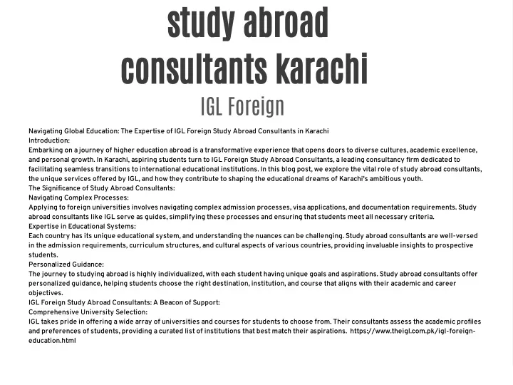 study abroad consultants karachi igl foreign