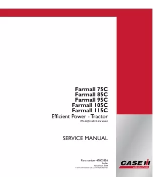 CASE IH Farmall 105C Efficient Power Tractor Service Repair Manual (PIN ZDJV16843 and above)