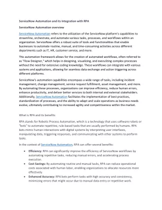 servicenow automation and its integration with rpa