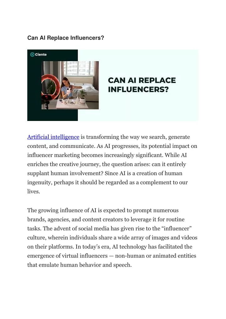 can ai replace influencers