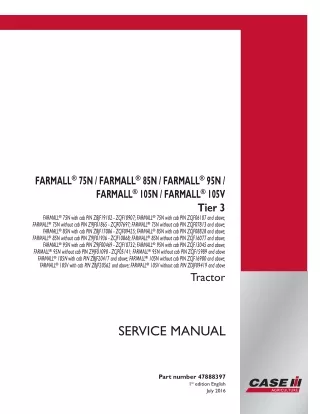 CASE IH FARMALL 95N with cab Tier 3 Tractor Service Repair Manual PIN ZCJF13045 and above