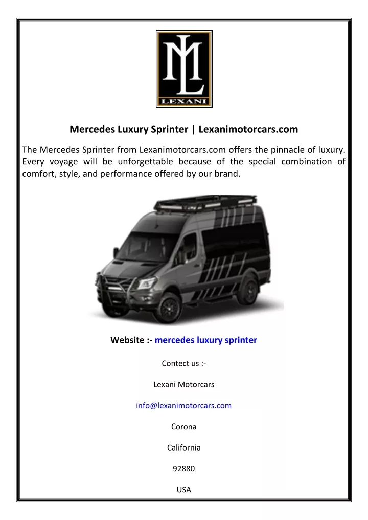 mercedes luxury sprinter lexanimotorcars com