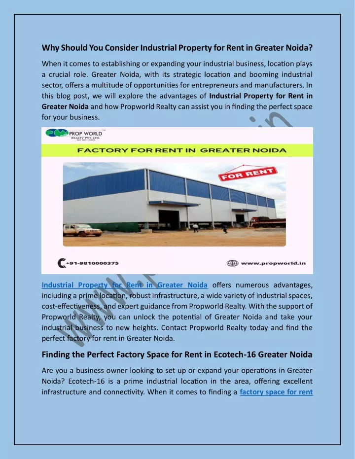 why should you consider industrial property