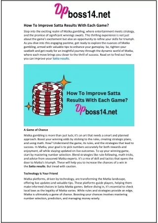 how to improve satta results with each game