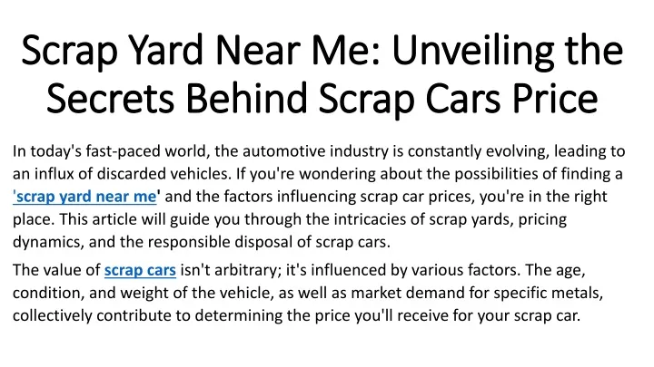 scrap yard near me unveiling the secrets behind scrap cars price