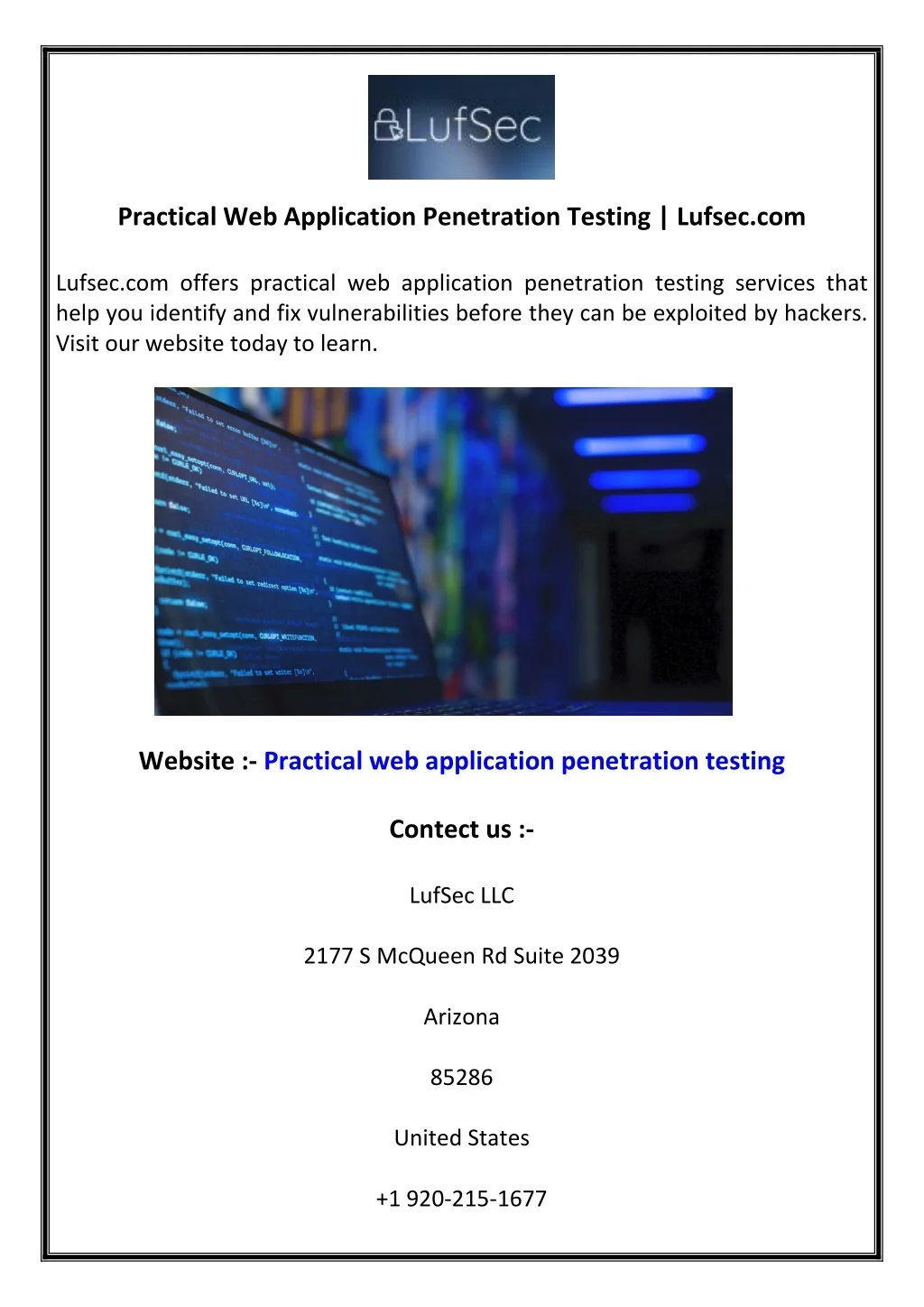 PPT - Practical Web Application Penetration Testing Lufsec.com ...