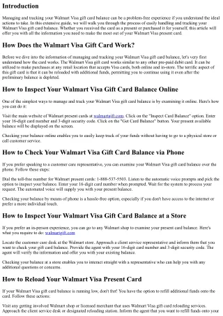 How to Easily Handle and Track Your Walmart Visa Gift Card Balance
