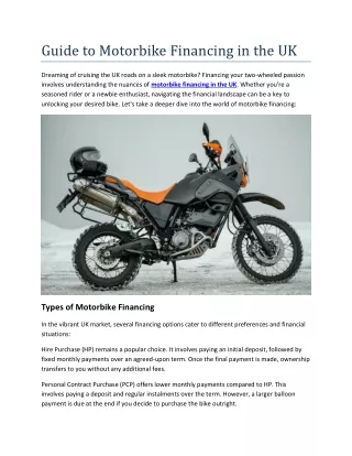 Guide to Motorbike Financing in the UK