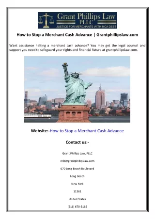 How to Stop a Merchant Cash Advance  Grantphillipslaw.com