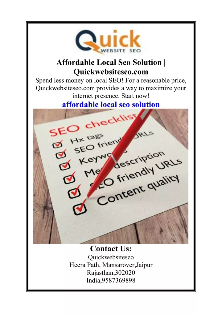 affordable local seo solution quickwebsiteseo