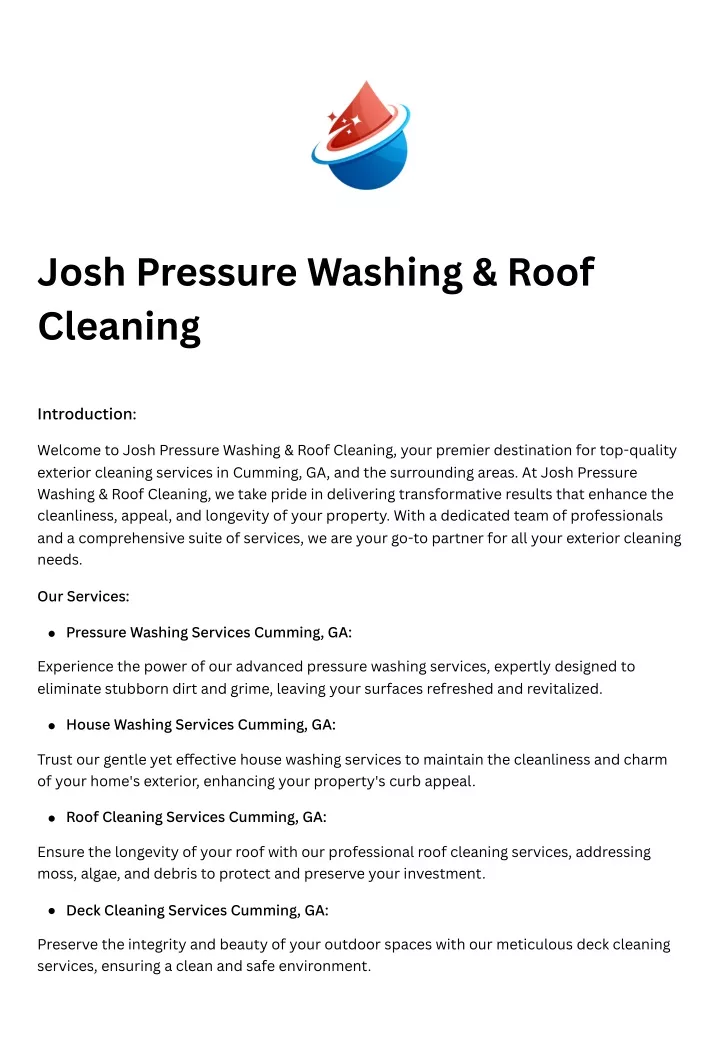 josh pressure washing roof cleaning