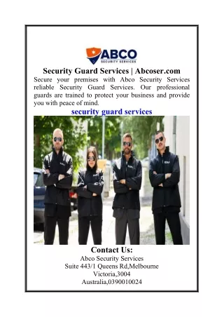 Security Guard Services  Abcoser.com