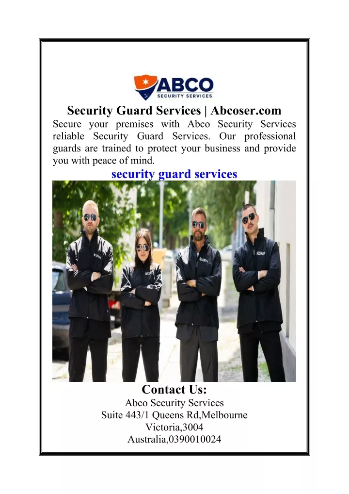 security guard services abcoser com secure your