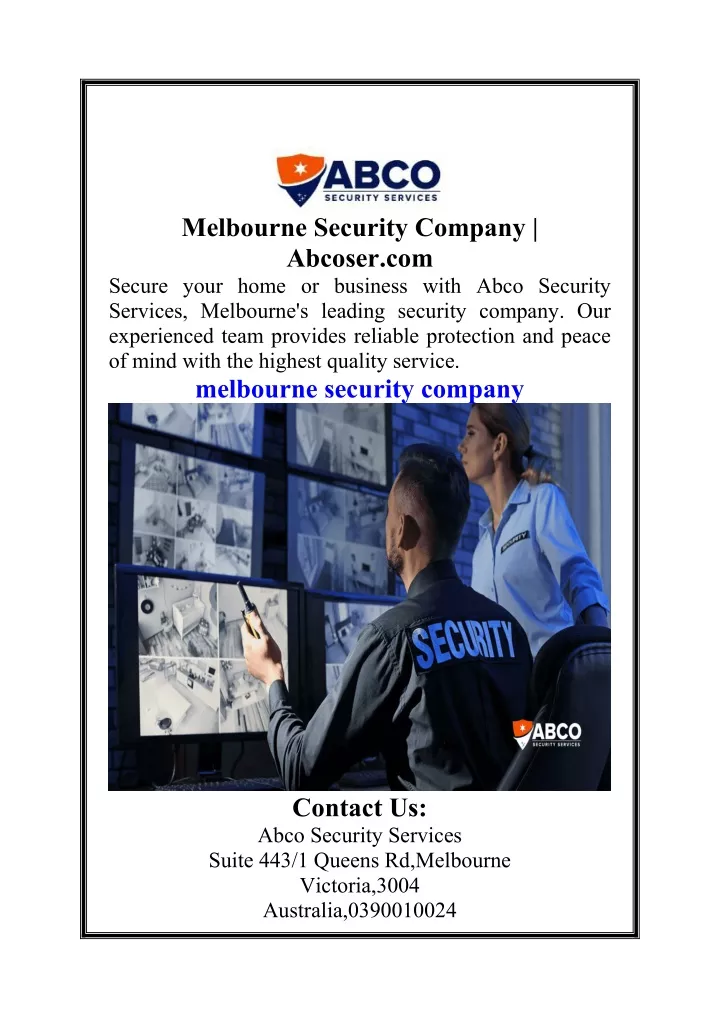 melbourne security company abcoser com secure